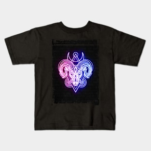 Aries neon sign Kids T-Shirt